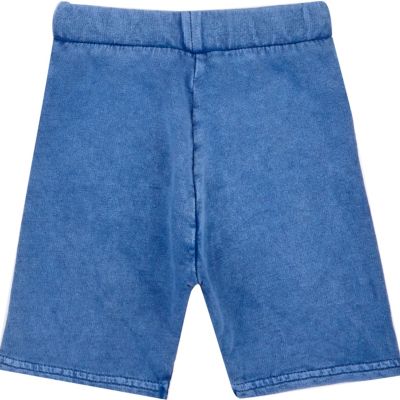 Mini boys blue acid wash shorts